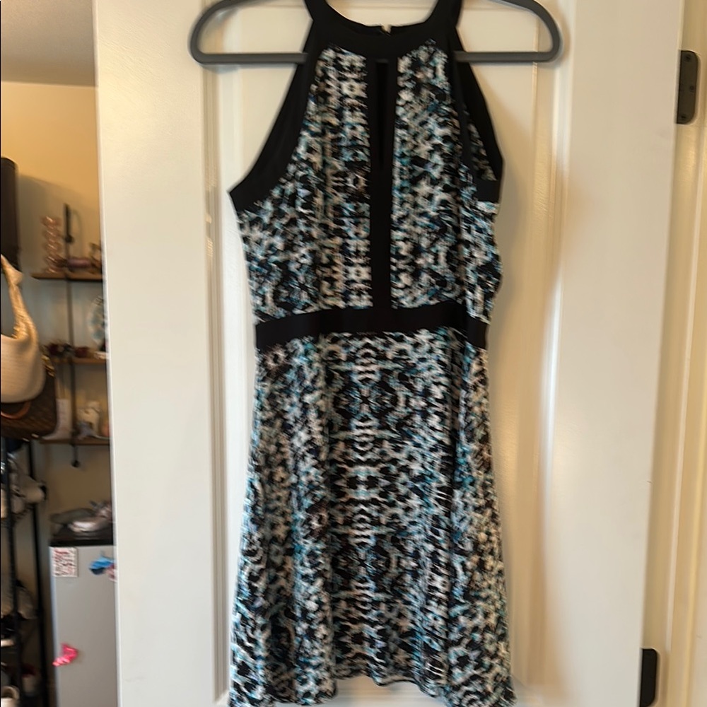 Parker size 4 Black and Blue Patterned Women's Dress nwot